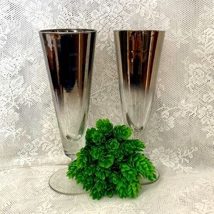 Vitreon silver fade footed pilsner glasses, set of two.